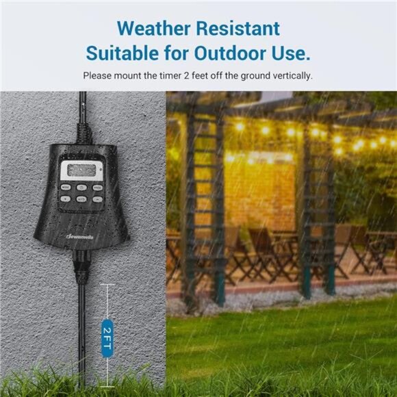 Outdoor Digital Timer for Lights,7Day Programmable Plug in Timer with 3 Grounded - Picture 2 of 7